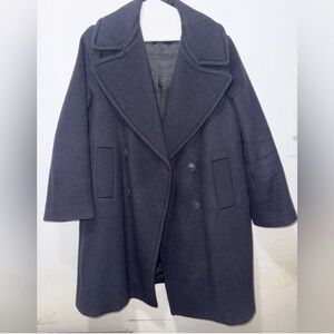 Nili Lotan Navy Double-Breasted Pea Coat